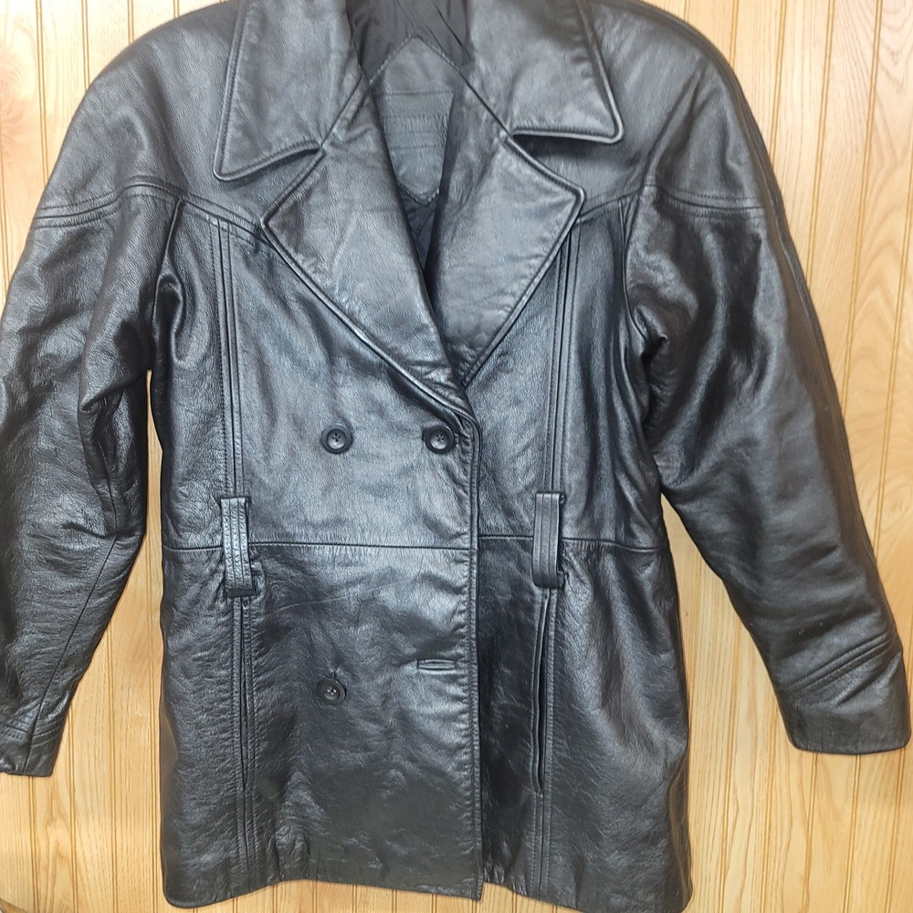 Preston & York Womens Black Genuine Leather Jacket Quilted Lining Size‎ S Coat